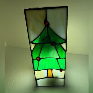 Vintage Stained Glass Christmas Tree Light Box